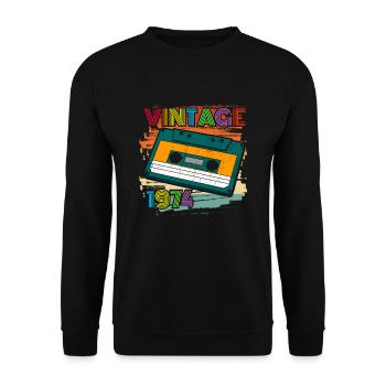 awesome since 1974 Kassette 70er 48. Geburtstag - Unisex Pullover - Schwarz - Vorne - Alina (178cm) & Michal (187cm)