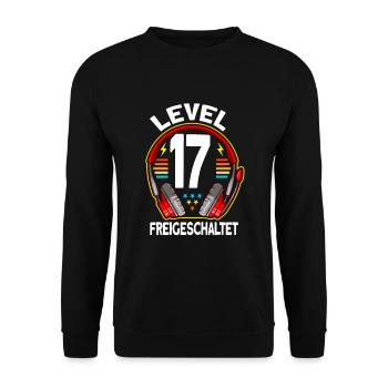 Level 17 Freigeschaltet 17. Geburtstag Gamer - Unisex Pullover - Schwarz - Vorne - Alina (178cm) & Michal (187cm)