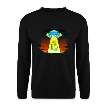 UFOS Alien Abduction Cats - Unisex Sweatshirt - black - Front - Alina (178cm) & Michal (187cm)
