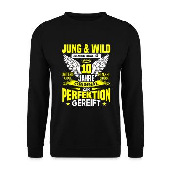 10 Jahre Jung & Wild 10. Geburtstag Geschenk - Unisex Pullover - Schwarz - Vorne - Alina (178cm) & Michal (187cm)