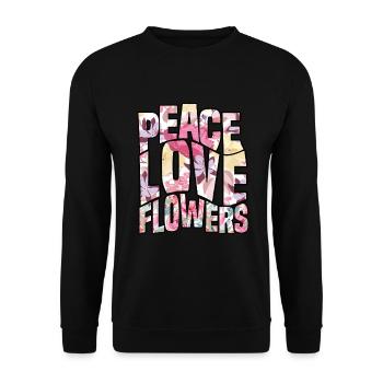 Paix Amour Fleurs - Sweat-shirt Unisexe - noir - Devant - Alina (178cm) & Michal (187cm)