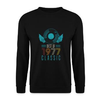Best of 1977 Classic 45. Geburtstag Schallplatte - Unisex Pullover - Schwarz - Vorne - Alina (178cm) & Michal (187cm)