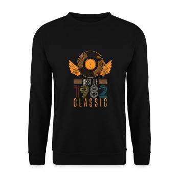 Best of 1982 Classic 40th Birthday Vinyl Record - Unisex Sweatshirt - black - Front - Alina (178cm) & Michal (187cm)