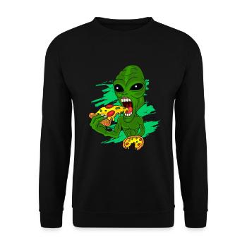 Alien Pizza - Unisex Sweatshirt - black - Front - Alina (178cm) & Michal (187cm)