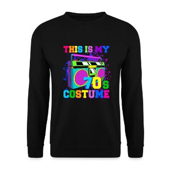 das ist mein 70s Kostüm 70er Jahre Geschenk - Unisex Pullover - Schwarz - Vorne - Alina (178cm) & Michal (187cm)