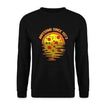 Awesome since 1973 Pizza 49. Geburtstag Geschenk - Unisex Pullover - Schwarz - Vorne - Alina (178cm) & Michal (187cm)