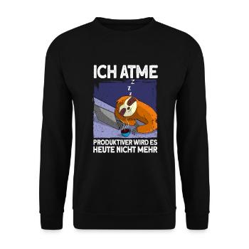 Produktiver wird es nicht mehrFaultier Geschenk - Unisex Pullover - Schwarz - Vorne - Alina (178cm) & Michal (187cm)