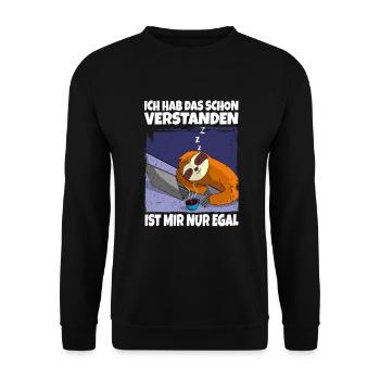 Ist mir nur egal Faultier Geschenk Büro - Unisex Pullover - Schwarz - Vorne - Alina (178cm) & Michal (187cm)