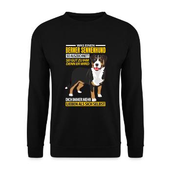 Berner Sennenhund Geschenkideen - Unisex Pullover - Schwarz - Vorne - Alina (178cm) & Michal (187cm)