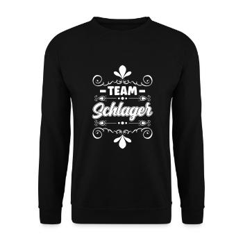 Team schlager Schlagerparty Volksmusik - Unisex Pullover - Schwarz - Vorne - Alina (178cm) & Michal (187cm)