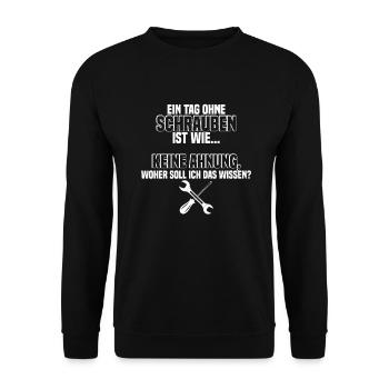 Handwerker Schrauber KFZ-Mechaniker Geschenk - Unisex Pullover - Schwarz - Vorne - Alina (178cm) & Michal (187cm)