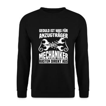 Handwerker Schrauber KFZ-Mechaniker Geschenk - Unisex Pullover - Schwarz - Vorne - Alina (178cm) & Michal (187cm)