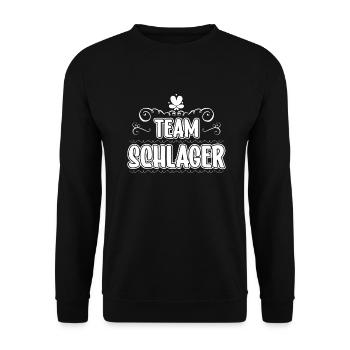 Team schlager Schlagerparty Volksmusik - Unisex Pullover - Schwarz - Vorne - Alina (178cm) & Michal (187cm)