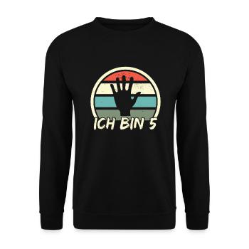 ich bin 5 Hand jungen mädchen 5. Geburtstag - Unisex Pullover - Schwarz - Vorne - Alina (178cm) & Michal (187cm)