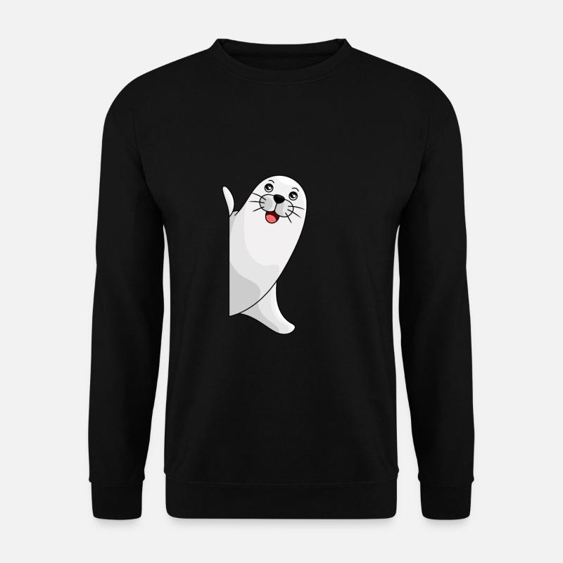 robbe mädchen Junge Seelöwe Seehund - Unisex Pullover - Schwarz