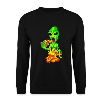 Alien mange de la pizza - Sweat-shirt Unisexe - noir - Devant - Alina (178cm) & Michal (187cm)