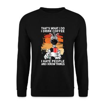 c’est ce que je bois du café déteste les gens Vintage - Sweat-shirt Unisexe - noir - Devant - Alina (178cm) & Michal (187cm)