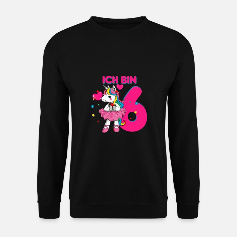 ich bin 6 Einhorn 6. Geburtstag Geschenk - Unisex Pullover - Schwarz
