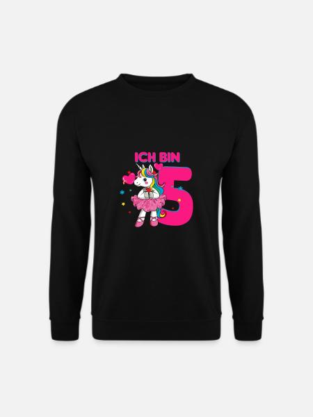 ich bin 5 Einhorn 5. Geburtstag Geschenk - Unisex Pullover - Schwarz