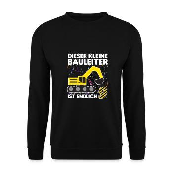 Bauleiter Bagger Geschenk 9. Geburtstag - Unisex Pullover - Schwarz - Vorne - Alina (178cm) & Michal (187cm)