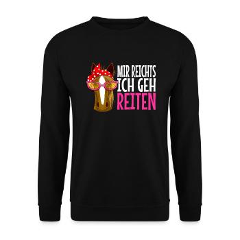mir reichts ich geh reiten Pferd Pferde Geschenk - Unisex Pullover - Schwarz - Vorne - Alina (178cm) & Michal (187cm)
