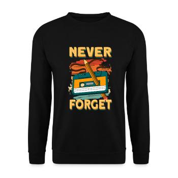 Retro Kassette 80er 90er Vintage Musikkassette - Unisex Pullover - Schwarz - Vorne - Alina (178cm) & Michal (187cm)