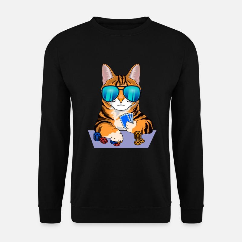 cat plays poker - Unisex Sweatshirt - black