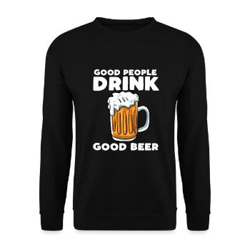 Good People Drinking Good Beer - Unisex Pullover - Schwarz - Vorne - Alina (178cm) & Michal (187cm)