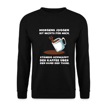Kaffee Joggen Morgens - Unisex Pullover - Schwarz - Vorne - Alina (178cm) & Michal (187cm)