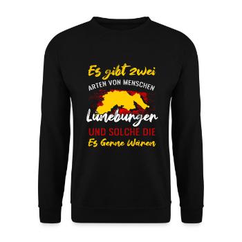 Es Gibt Zwei Arten Von Menschen Lüneburger - Unisex Pullover - Schwarz - Vorne - Alina (178cm) & Michal (187cm)
