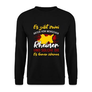 Es Gibt Zwei Arten Von Menschen Rheiner - Unisex Pullover - Schwarz - Vorne - Alina (178cm) & Michal (187cm)