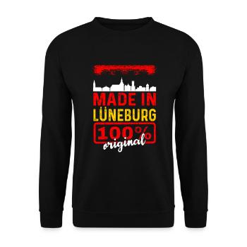 Made In Lüneburg 100% Original - Unisex Pullover - Schwarz - Vorne - Alina (178cm) & Michal (187cm)