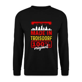 Made In Troisdorf 100% Original - Unisex Pullover - Schwarz - Vorne - Alina (178cm) & Michal (187cm)