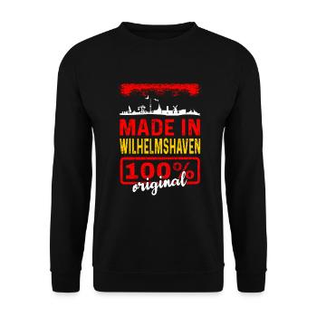 Made In Wilhelmshaven 100% Original - Unisex Pullover - Schwarz - Vorne - Alina (178cm) & Michal (187cm)