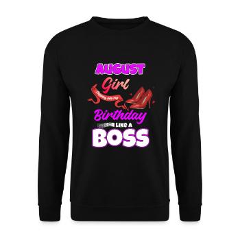 August Geburtstags Lustiges Geschenk - Unisex Pullover - Schwarz - Vorne - Alina (178cm) & Michal (187cm)