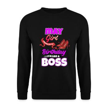 Mai Geburtstag Lustiges Geschenk - Unisex Pullover - Schwarz - Vorne - Alina (178cm) & Michal (187cm)