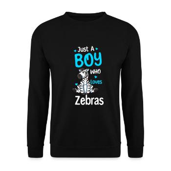 Nur Ein Junge, Der Zebras Liebt - Unisex Pullover - Schwarz - Vorne - Alina (178cm) & Michal (187cm)