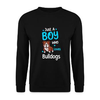 Nur Ein Junge, Der Bulldoggen Liebt - Unisex Pullover - Schwarz - Vorne - Alina (178cm) & Michal (187cm)