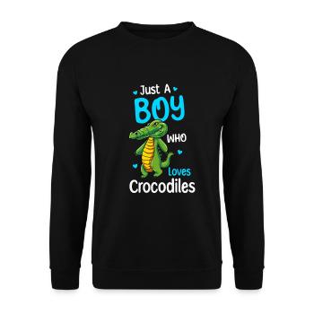Nur Ein Junge, Der Krokodile Liebt - Unisex Pullover - Schwarz - Vorne - Alina (178cm) & Michal (187cm)
