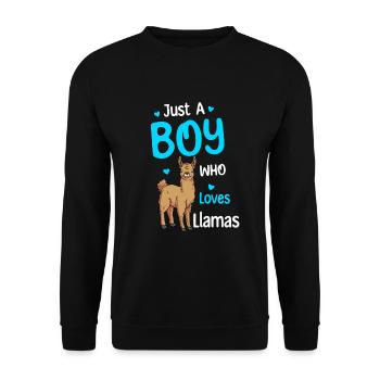 Nur Ein Junge, Der Lamas Liebt - Unisex Pullover - Schwarz - Vorne - Alina (178cm) & Michal (187cm)