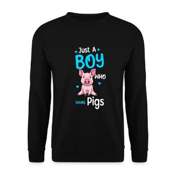 Nur Ein Junge, Der Schweine Liebt - Unisex Pullover - Schwarz - Vorne - Alina (178cm) & Michal (187cm)