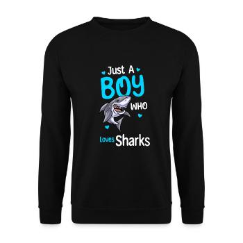 Nur Ein Junge, Der Haie Liebt - Unisex Pullover - Schwarz - Vorne - Alina (178cm) & Michal (187cm)