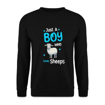 Only A Boy Who Loves Sheep - Unisex Sweatshirt - black - Front - Alina (178cm) & Michal (187cm)