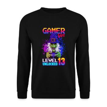 gamer girl 13ème anniversaire jeux vidéo de jeu - Sweat-shirt Unisexe - noir - Devant - Alina (178cm) & Michal (187cm)