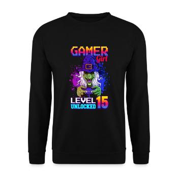 gamer fille 15ème anniversaire jeux vidéo de jeu - Sweat-shirt Unisexe - noir - Devant - Alina (178cm) & Michal (187cm)