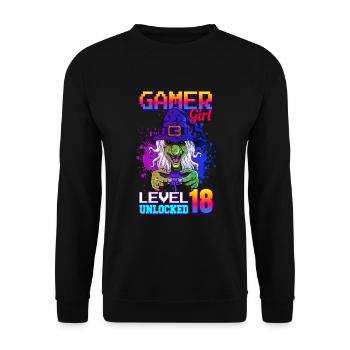 gamer girl 18. Geburtstag Zocken Videospiele - Unisex Pullover - Schwarz - Vorne - Alina (178cm) & Michal (187cm)