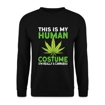 Costume de cannabis - Sweat-shirt Unisexe - noir - Devant - Alina (178cm) & Michal (187cm)