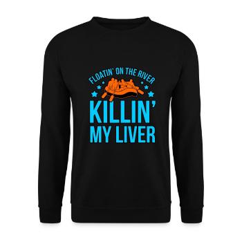 Abenteuer rafting - Unisex Pullover - Schwarz - Vorne - Alina (178cm) & Michal (187cm)