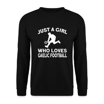 Une fille aime le football gaélique - Sweat-shirt Unisexe - noir - Devant - Alina (178cm) & Michal (187cm)