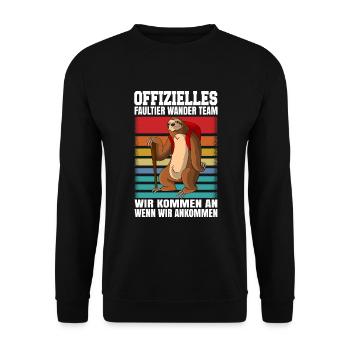 Faultier Wanderteam Wandern Geschenk - Unisex Pullover - Schwarz - Vorne - Alina (178cm) & Michal (187cm)